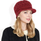 Knitted Newsboy Cap with Braided Cable Pattern and Stylish Brim Design