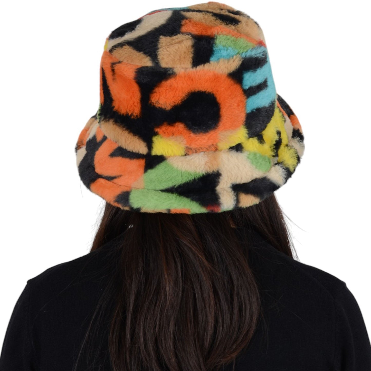 Comfy Faux Fur Fuzzy Bucket Hat Colorful Winter Warm Hat Plush Fisherman Cap for Women
