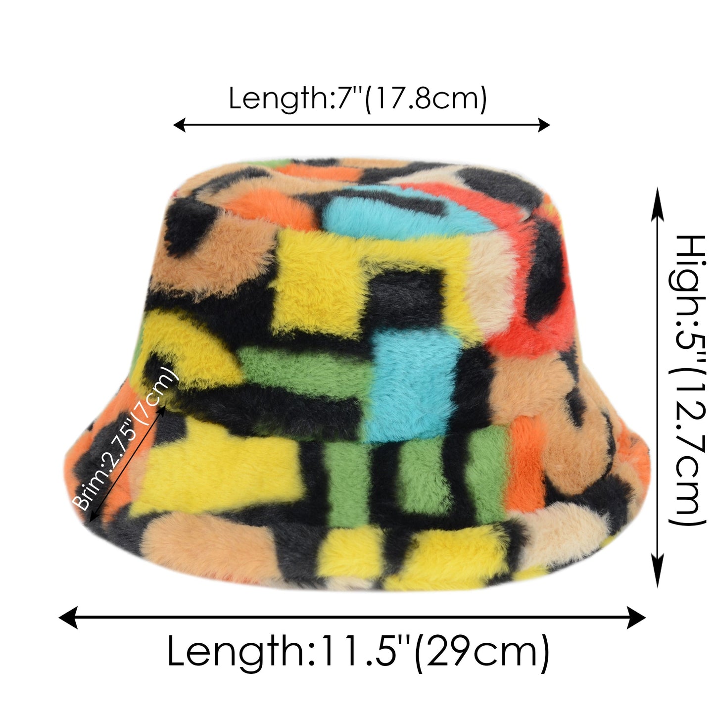 Comfy Faux Fur Fuzzy Bucket Hat Colorful Winter Warm Hat Plush Fisherman Cap for Women
