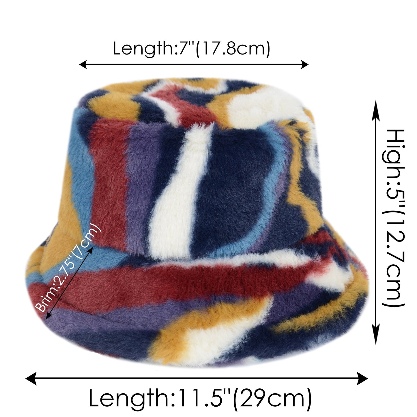 Comfy Faux Fur Fuzzy Bucket Hat Colorful Winter Warm Hat Plush Fisherman Cap for Women