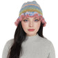 Colorful Striped Knit Bucket Hat Fluffy Trendy Winter Lightweight Foldable Crochet Fisherman Hat for Women