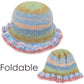 Colorful Striped Knit Bucket Hat Fluffy Trendy Winter Lightweight Foldable Crochet Fisherman Hat for Women