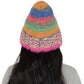 Colorful Striped Knit Bucket Hat Fluffy Trendy Winter Lightweight Foldable Crochet Fisherman Hat for Women