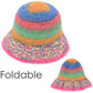 Colorful Striped Knit Bucket Hat Fluffy Trendy Winter Lightweight Foldable Crochet Fisherman Hat for Women