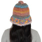 Colorful Striped Knit Bucket Hat Fluffy Trendy Winter Lightweight Foldable Crochet Fisherman Hat for Women
