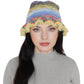 Colorful Striped Knit Bucket Hat Fluffy Trendy Winter Lightweight Foldable Crochet Fisherman Hat for Women