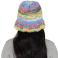 Colorful Striped Knit Bucket Hat Fluffy Trendy Winter Lightweight Foldable Crochet Fisherman Hat for Women