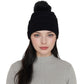 Winter Chunky Knit Slouchy Beanie with Faux Fur Pompom Warm Fleece Solid Color Chunky Baggy Hat for Women