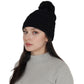 Winter Chunky Knit Slouchy Beanie with Faux Fur Pompom Warm Fleece Solid Color Chunky Baggy Hat for Women