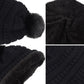 Winter Chunky Knit Slouchy Beanie with Faux Fur Pompom Warm Fleece Solid Color Chunky Baggy Hat for Women