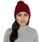 Winter Chunky Knit Slouchy Beanie with Faux Fur Pompom Warm Fleece Solid Color Chunky Baggy Hat for Women