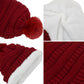 Winter Chunky Knit Slouchy Beanie with Faux Fur Pompom Warm Fleece Solid Color Chunky Baggy Hat for Women