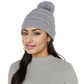 Winter Chunky Knit Slouchy Beanie with Faux Fur Pompom Warm Fleece Solid Color Chunky Baggy Hat for Women
