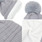 Winter Chunky Knit Slouchy Beanie with Faux Fur Pompom Warm Fleece Solid Color Chunky Baggy Hat for Women