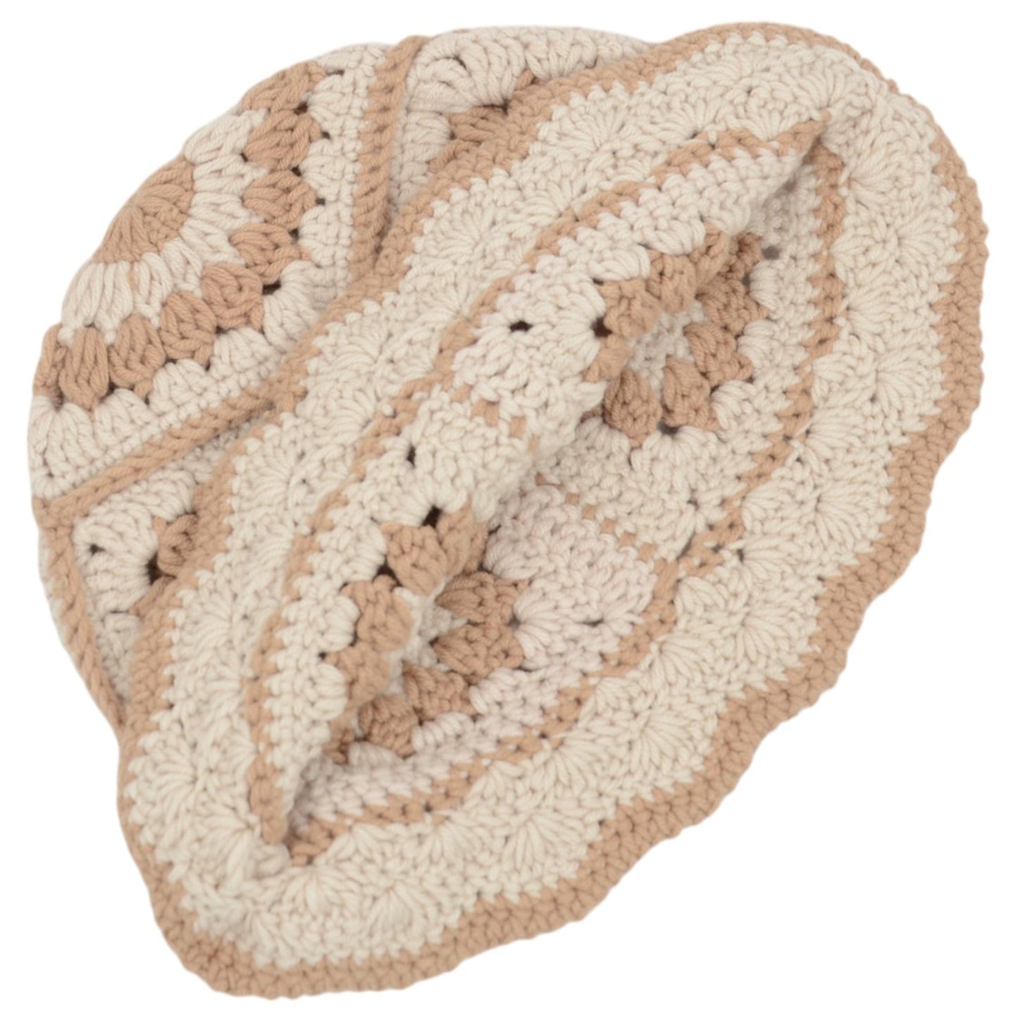 Crochet Bucket Hat Retro Sunburst Pattern Knit Handmade Foldable Floppy Beach Hat