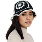 Crochet Bucket Hat Retro Sunburst Pattern Knit Handmade Foldable Floppy Beach Hat