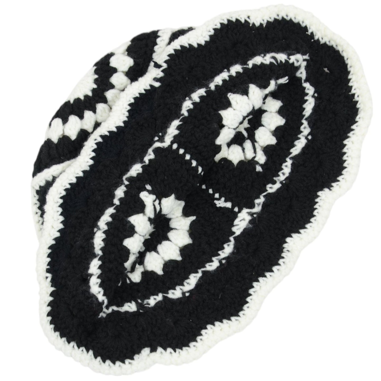 Crochet Bucket Hat Retro Sunburst Pattern Knit Handmade Foldable Floppy Beach Hat