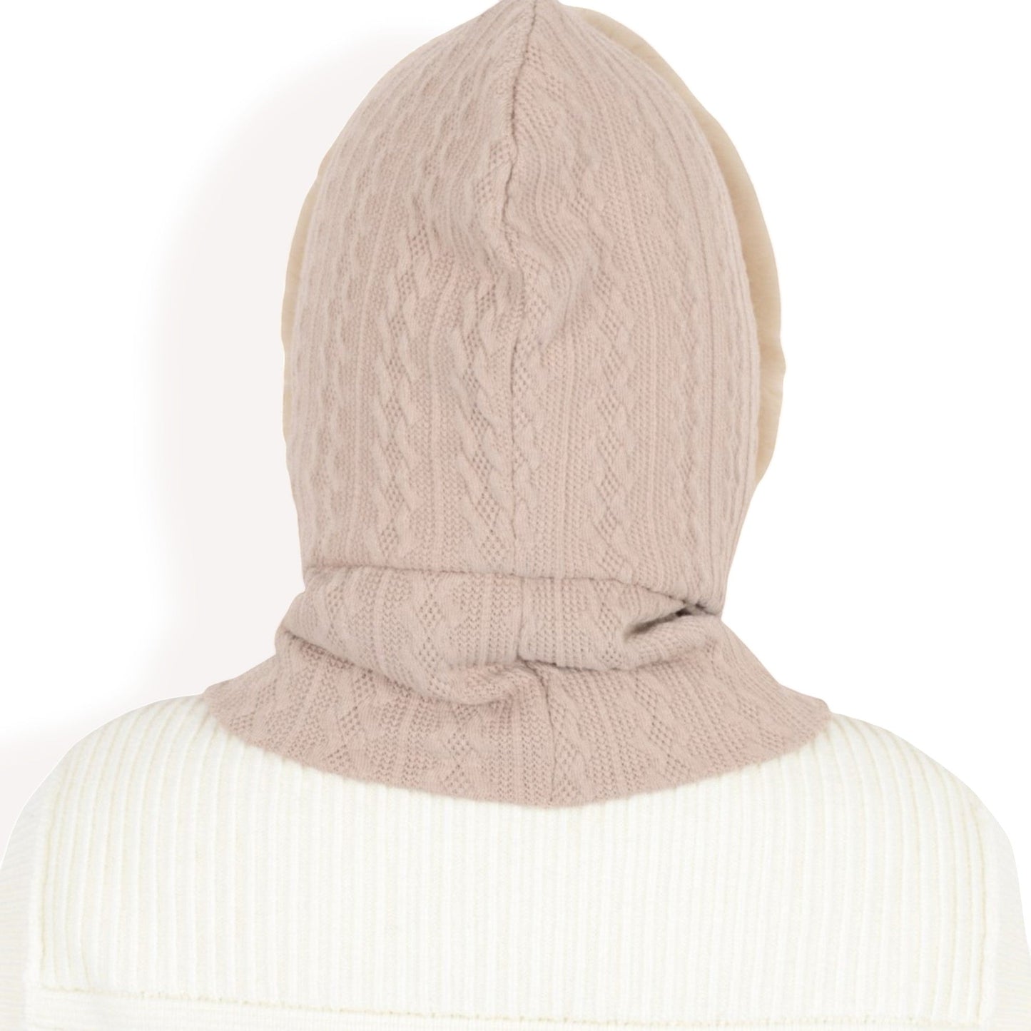 Faux Fur Lined Knit Hooded Scarf with Adjustable Drawstring and Full Coverage for Winter Warmth