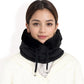Faux Fur Lined Knit Hooded Scarf with Adjustable Drawstring and Full Coverage for Winter Warmth