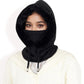 Faux Fur Lined Knit Hooded Scarf with Adjustable Drawstring and Full Coverage for Winter Warmth
