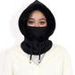 Faux Fur Lined Knit Hooded Scarf with Adjustable Drawstring and Full Coverage for Winter Warmth
