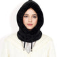 Faux Fur Lined Knit Hooded Scarf with Adjustable Drawstring and Full Coverage for Winter Warmth