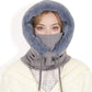 Faux Fur Lined Knit Hooded Scarf with Adjustable Drawstring and Full Coverage for Winter Warmth