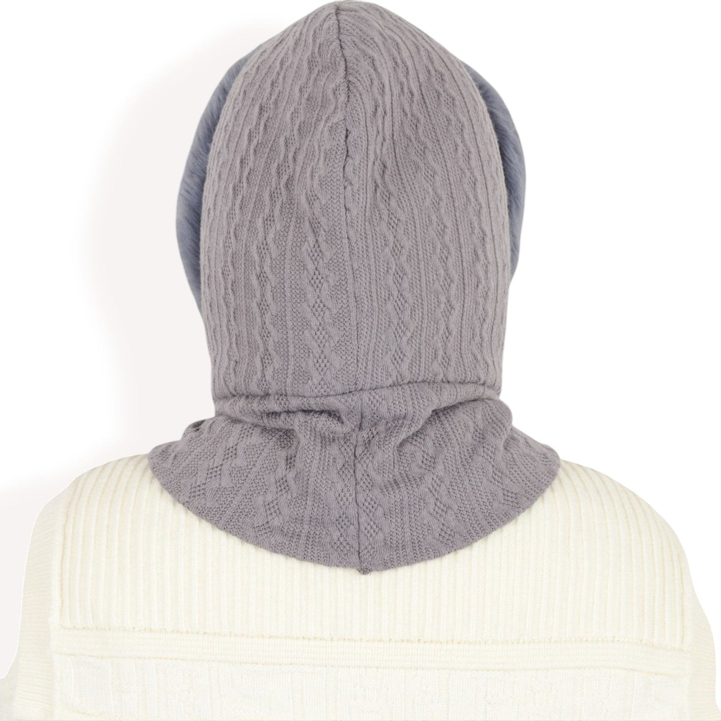 Faux Fur Lined Knit Hooded Scarf with Adjustable Drawstring and Full Coverage for Winter Warmth