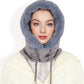 Faux Fur Lined Knit Hooded Scarf with Adjustable Drawstring and Full Coverage for Winter Warmth