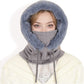 Faux Fur Lined Knit Hooded Scarf with Adjustable Drawstring and Full Coverage for Winter Warmth