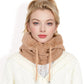 Faux Fur Lined Knit Hooded Scarf with Adjustable Drawstring and Full Coverage for Winter Warmth