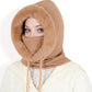 Faux Fur Lined Knit Hooded Scarf with Adjustable Drawstring and Full Coverage for Winter Warmth