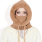 Faux Fur Lined Knit Hooded Scarf with Adjustable Drawstring and Full Coverage for Winter Warmth