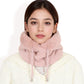 Faux Fur Lined Knit Hooded Scarf with Adjustable Drawstring and Full Coverage for Winter Warmth