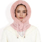 Faux Fur Lined Knit Hooded Scarf with Adjustable Drawstring and Full Coverage for Winter Warmth