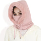 Faux Fur Lined Knit Hooded Scarf with Adjustable Drawstring and Full Coverage for Winter Warmth