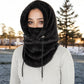 Faux Shearling Hooded Scarf with Adjustable Drawstrings and Extended Neck Coverage