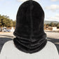Faux Shearling Hooded Scarf with Adjustable Drawstrings and Extended Neck Coverage