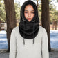 Faux Shearling Hooded Scarf with Adjustable Drawstrings and Extended Neck Coverage