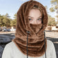 Faux Shearling Hooded Scarf with Adjustable Drawstrings and Extended Neck Coverage