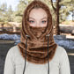Faux Shearling Hooded Scarf with Adjustable Drawstrings and Extended Neck Coverage