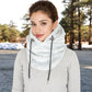 Faux Shearling Hooded Scarf with Adjustable Drawstrings and Extended Neck Coverage