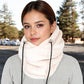 Faux Shearling Hooded Scarf with Adjustable Drawstrings and Extended Neck Coverage