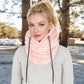 Faux Shearling Hooded Scarf with Adjustable Drawstrings and Extended Neck Coverage