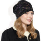 Lace Slouchy Beanie with Floral Pattern and Sparkling Rhinestone Details