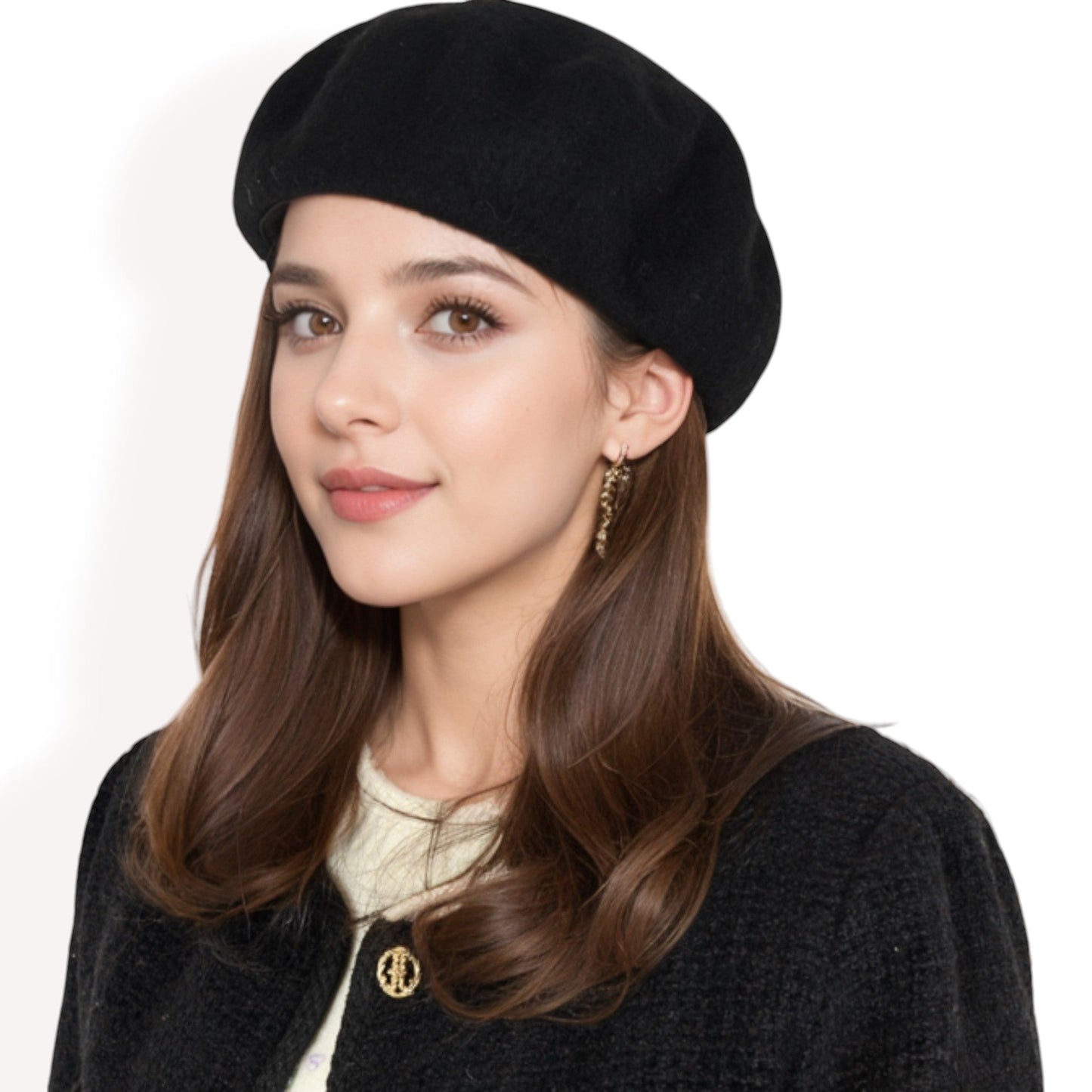 Classic Wool Beret Hat with Adjustable Inner Band and Timeless Parisian Style