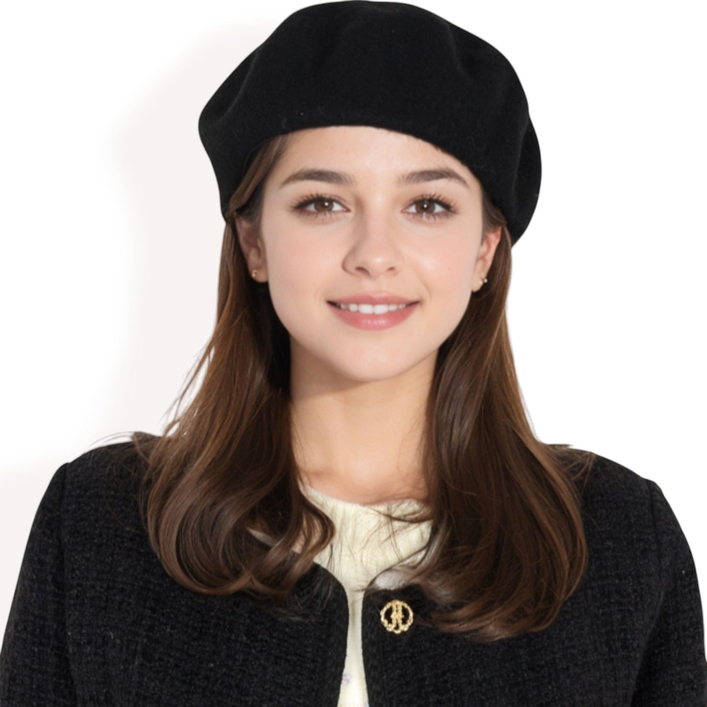 Classic Wool Beret Hat with Adjustable Inner Band and Timeless Parisian Style