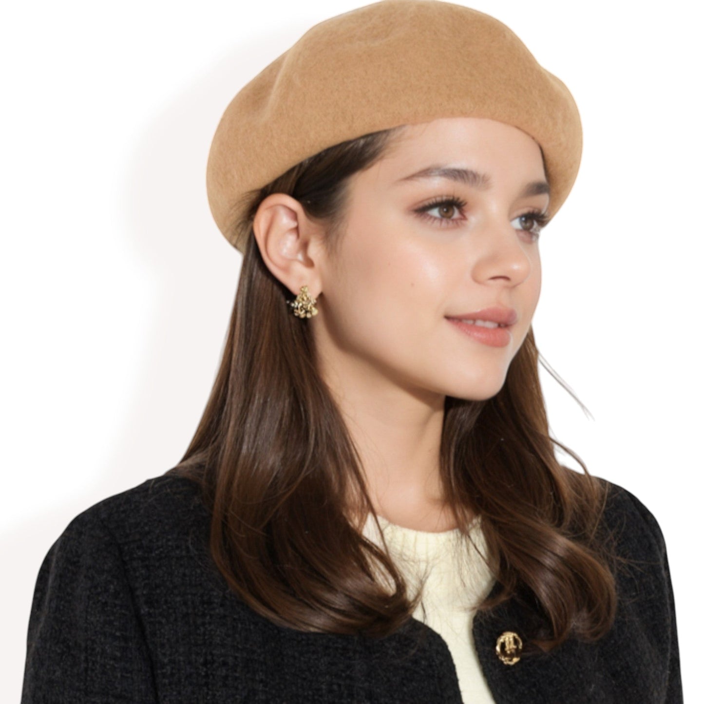 Classic Wool Beret Hat with Adjustable Inner Band and Timeless Parisian Style