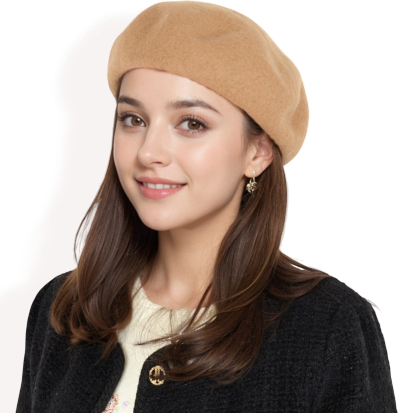 Classic Wool Beret Hat with Adjustable Inner Band and Timeless Parisian Style