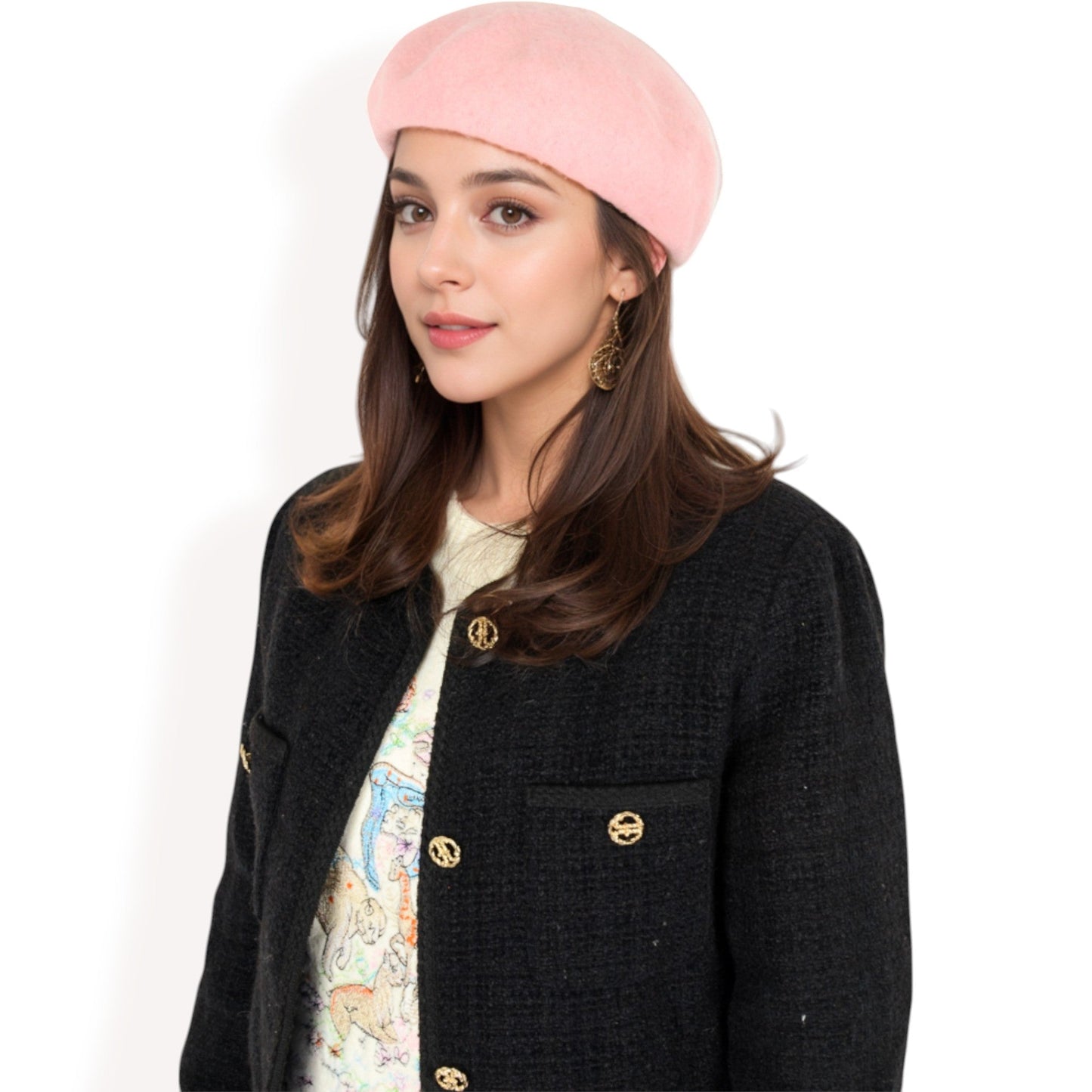 Classic Wool Beret Hat with Adjustable Inner Band and Timeless Parisian Style
